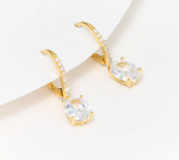 Diamonique Classics Lever Back Drop Earrings, 14k Plated Sterling Silver